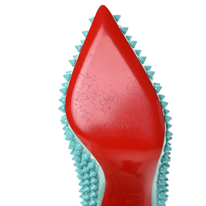 Christian Louboutin Patent Pigalle Spikes 100 Pumps 35 Aquamarine 8 of 10