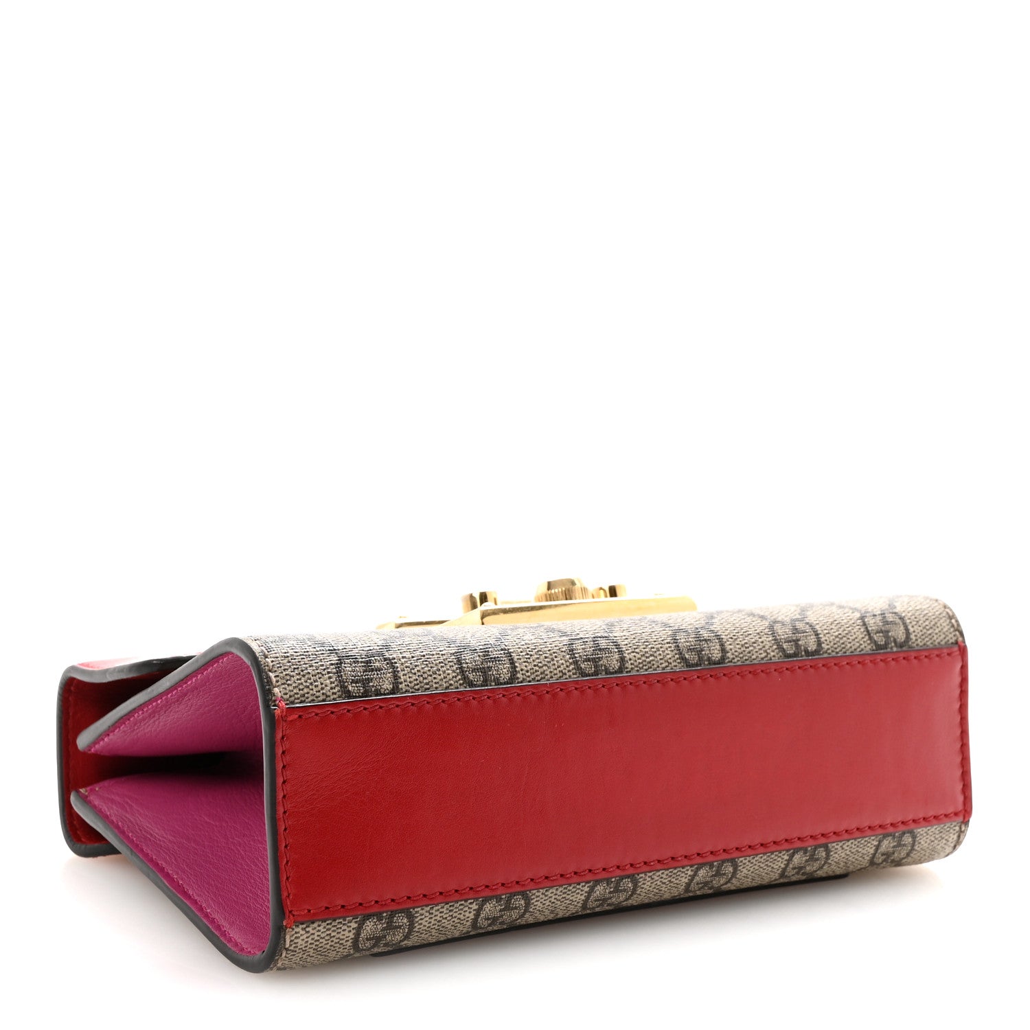 Gucci GG Supreme Monogram Calfskin Small Padlock Shoulder Bag Beige Hibiscus Red New Rosette 4 of 10