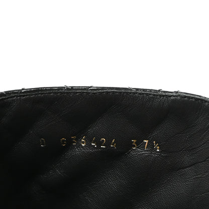 Chanel Shiny Calfskin Quilted Lace Up Combat Boots 37.5 Black 18 of 20