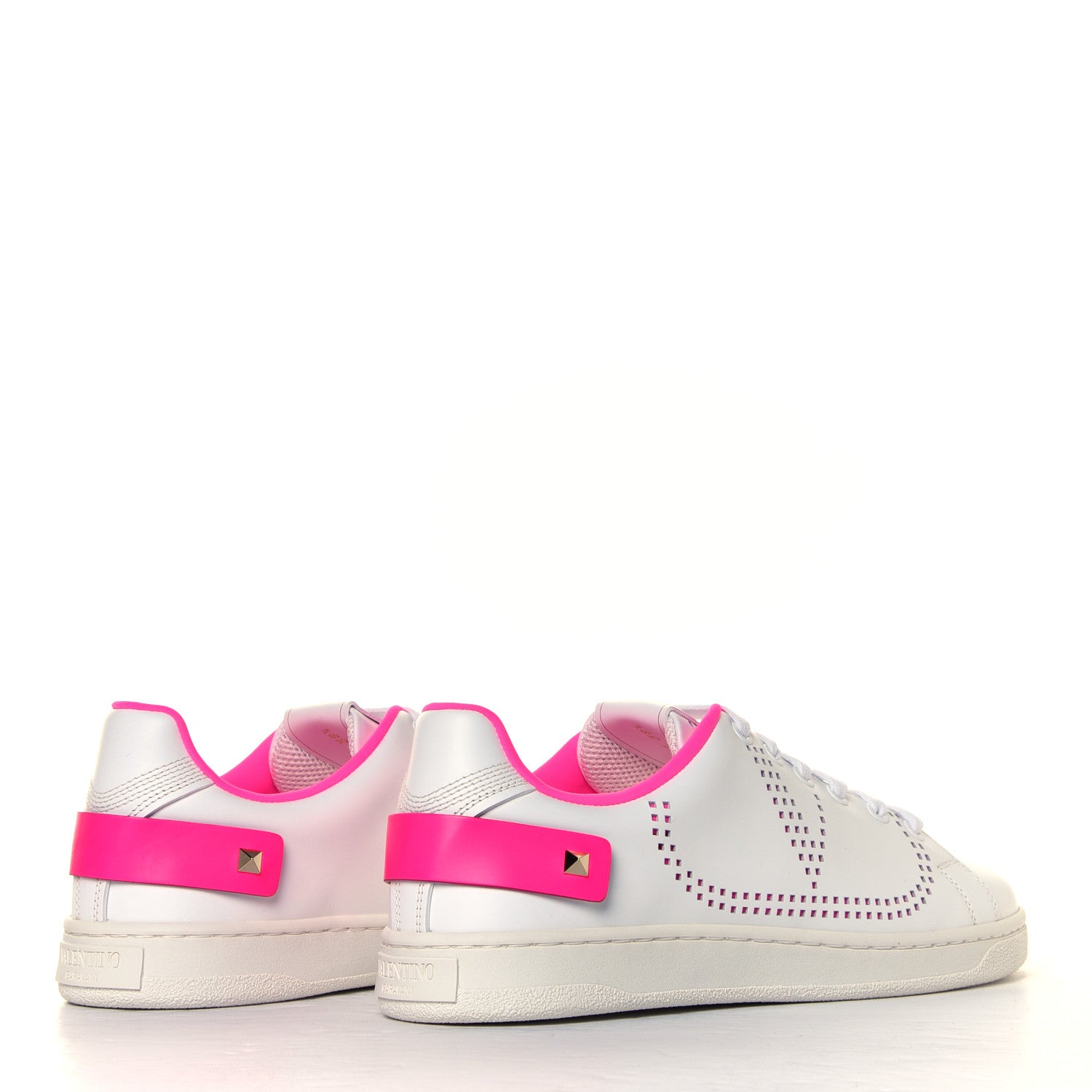 Valentino Garavani Calfskin Womens Backnet Sneakers 38.5 White Fuchsia 4 of 6
