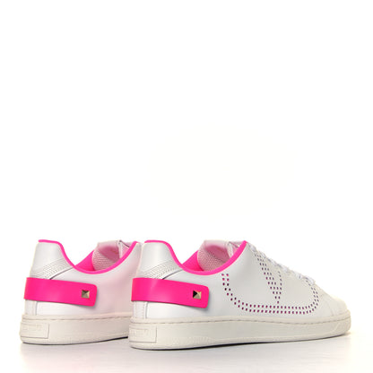Valentino Garavani Calfskin Womens Backnet Sneakers 38.5 White Fuchsia 4 of 6