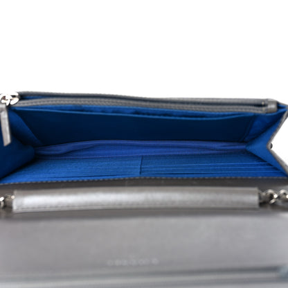 Chanel Metallic Lambskin Quilted Data Center Wallet On Chain WOC Silver 5 of 11