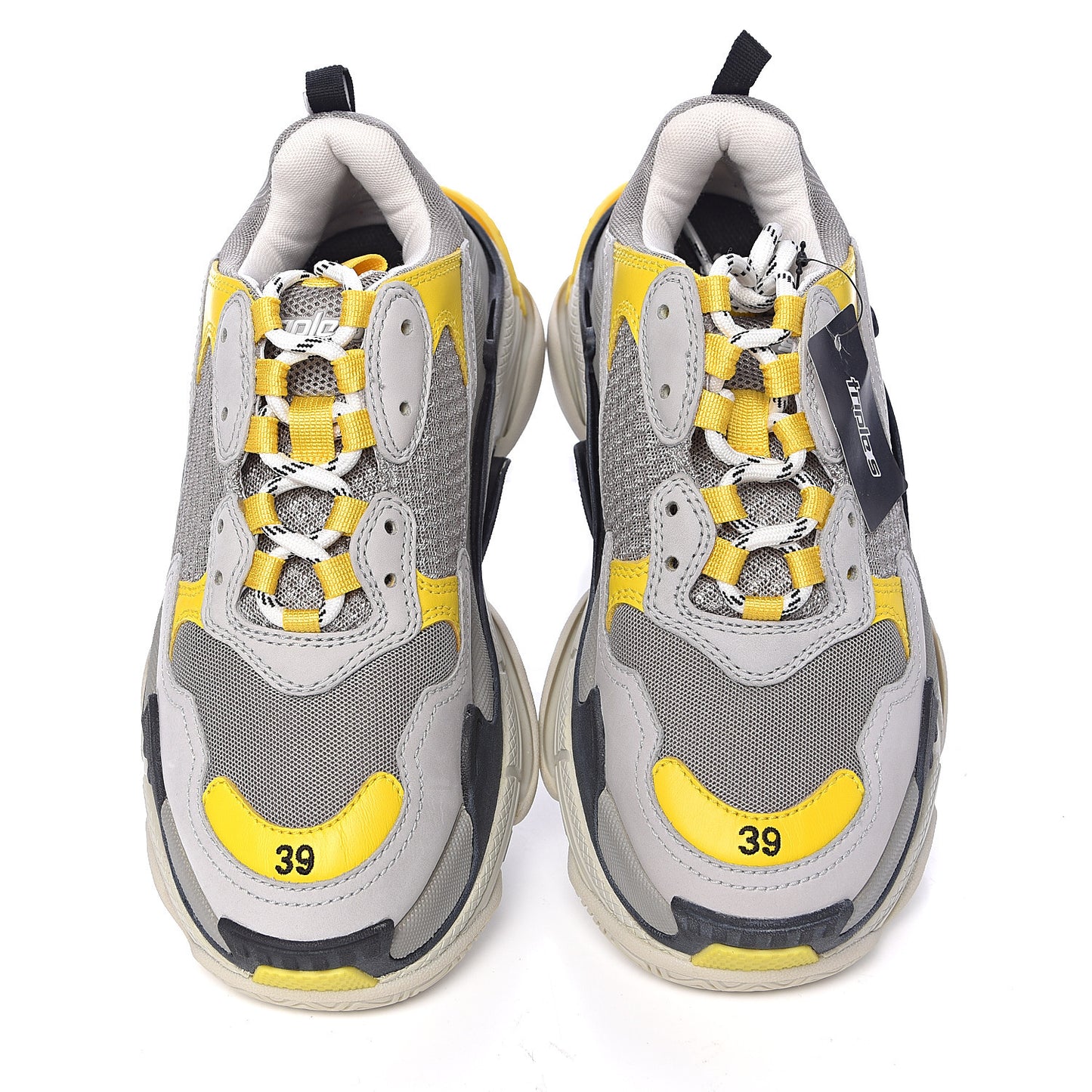 Fabric Mesh Womens Triple S Sneakers 39 Yellow Grey White