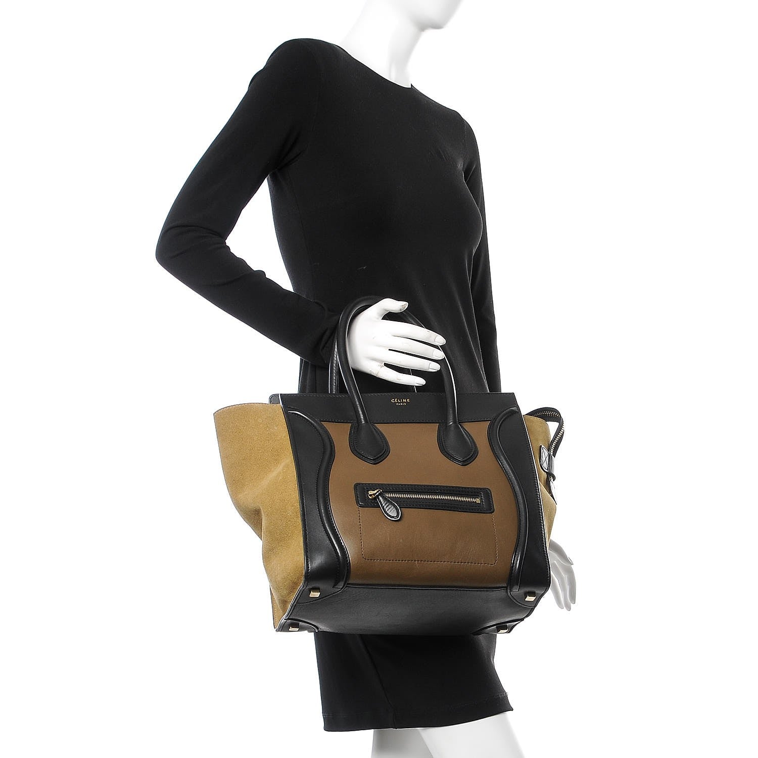 Celine Satin Calfskin Suede Mini Tri-Color Luggage Beige 2 of 10