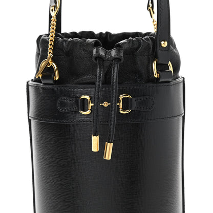 Gucci Azalea Sakai Calfskin Small Horsebit 1955 Drawstring Bucket Bag Black 9 of 12