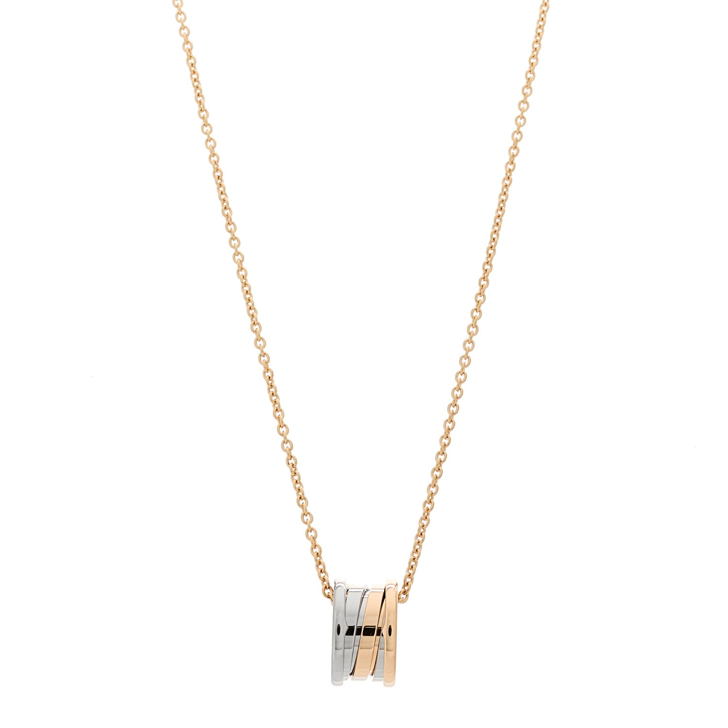 Bulgari 18K Rose White Yellow Gold B.Zero1 Pendant Necklace 1 of 6