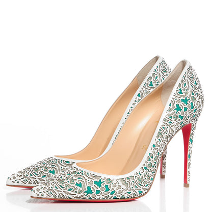 Christian Louboutin Patent Glitter Suede So Pretty 100 Pumps 39 Silver Mint 3 of 6