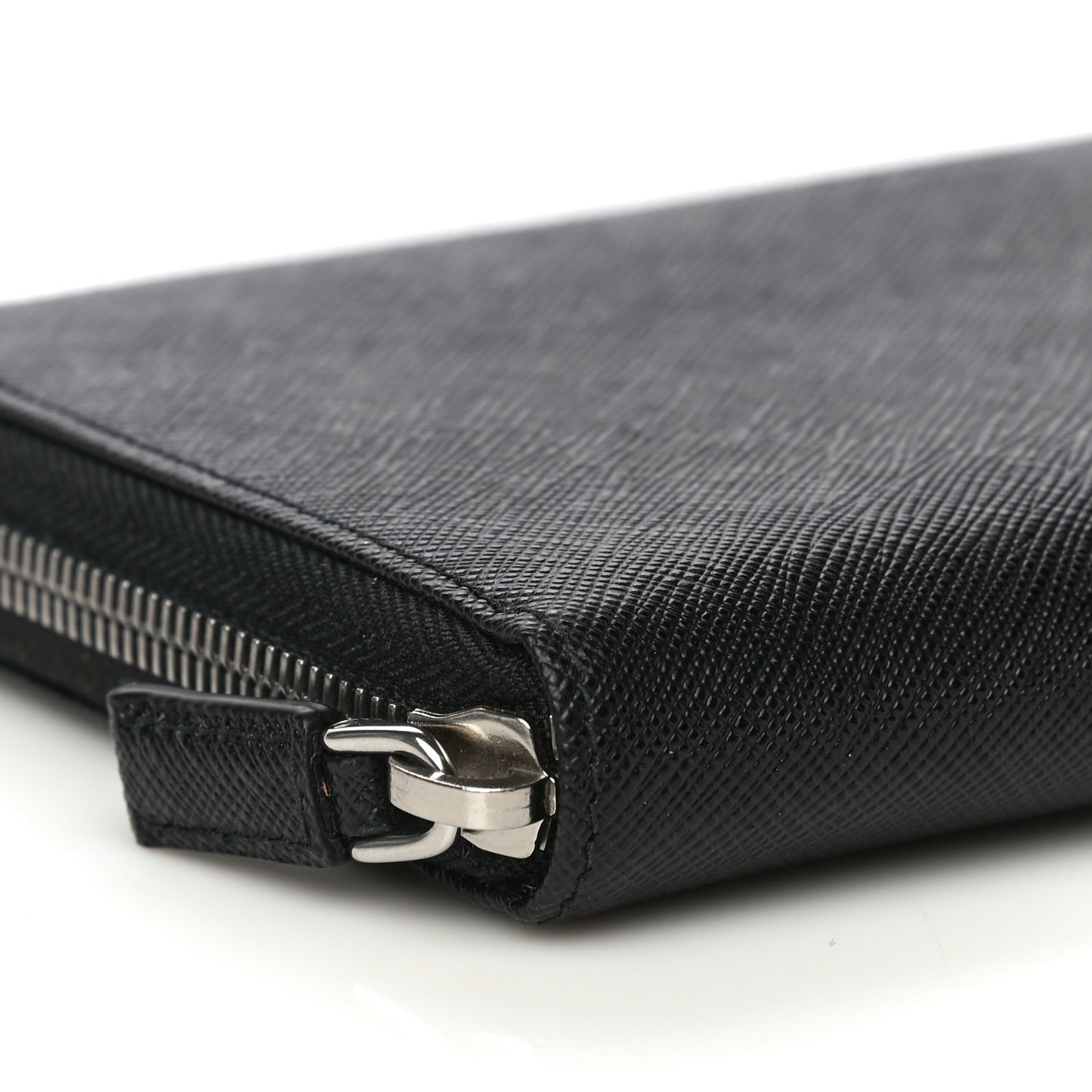 Saffiano Large Zip Around Travel Wallet Black
