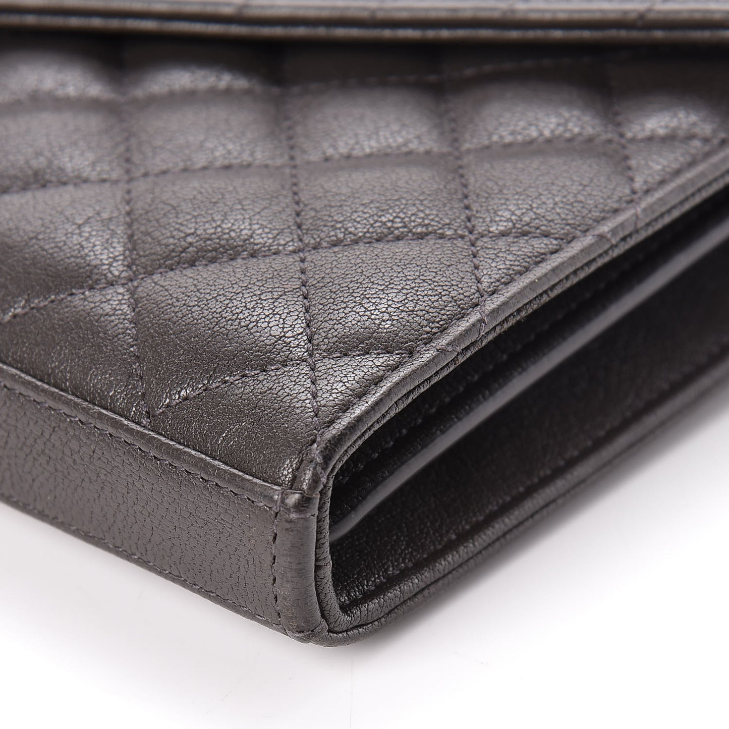 Sheepskin Tri-Quilt Monogram Envelope Chain Wallet Earth