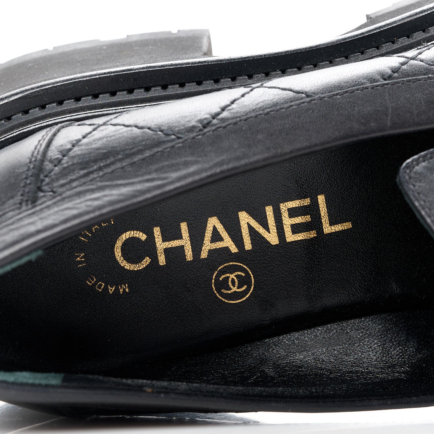 Chanel Calfskin Quilted CC Mocassin Loafers 37 Black 7 of 8