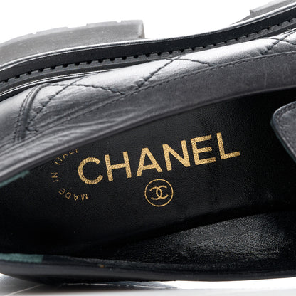 Chanel Calfskin Quilted CC Mocassin Loafers 37 Black 7 of 8