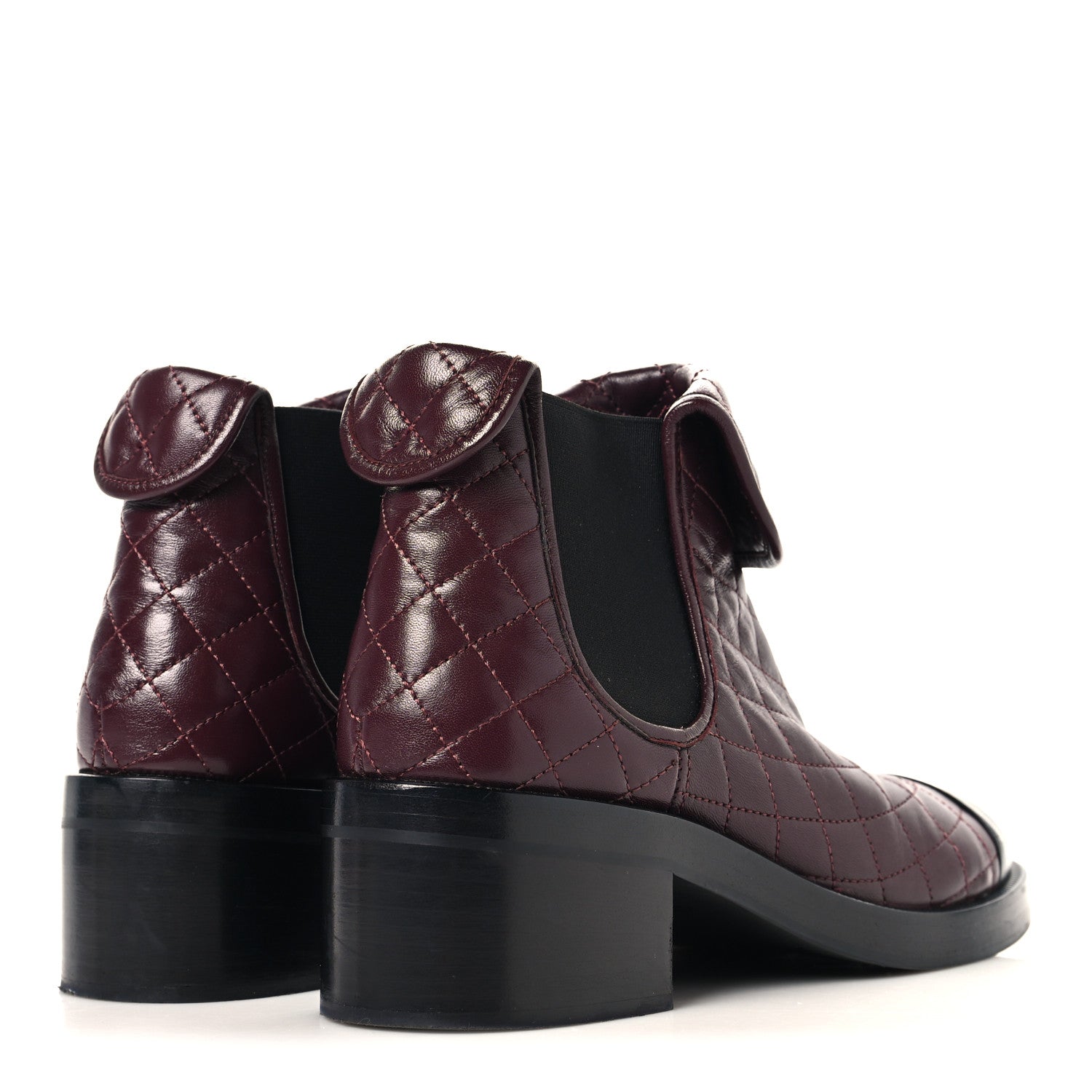 Chanel Lambskin Quilted Cap Toe CC Turnlock Booties 41 Burgundy Black 5 of 8