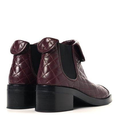 Chanel Lambskin Quilted Cap Toe CC Turnlock Booties 41 Burgundy Black 5 of 8