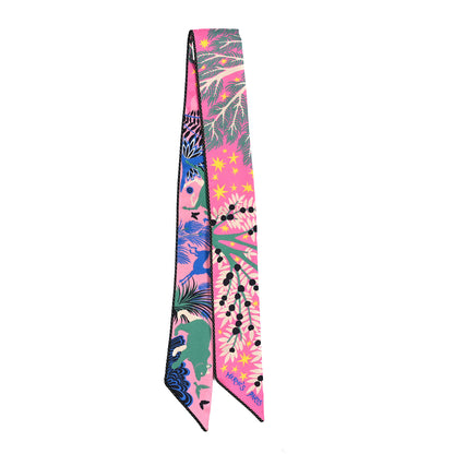 Hermes Silk Sous Le Charme D Orphee Baguette Twilly Rose Bleu Black 2 of 3
