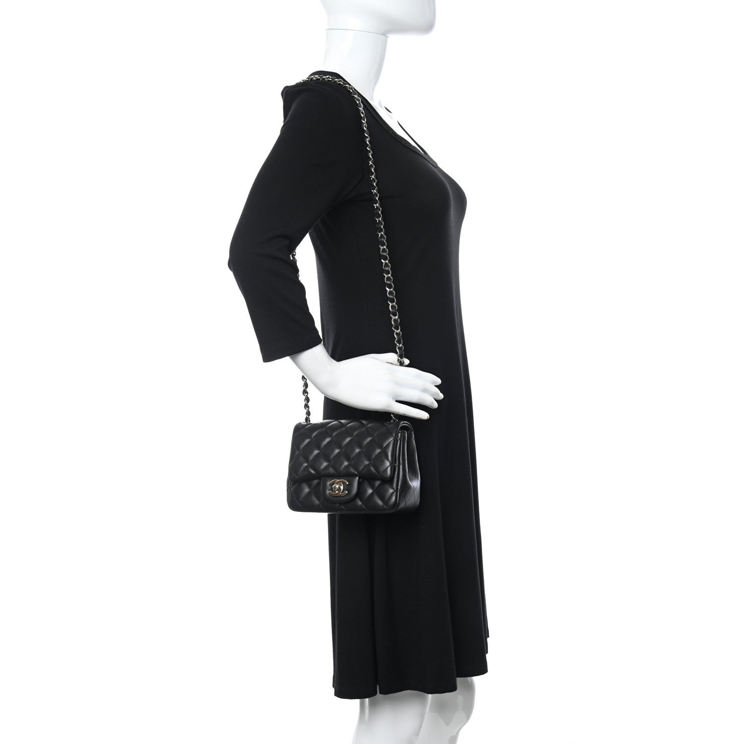 Chanel Lambskin Quilted Mini Square Flap Black 2 of 11