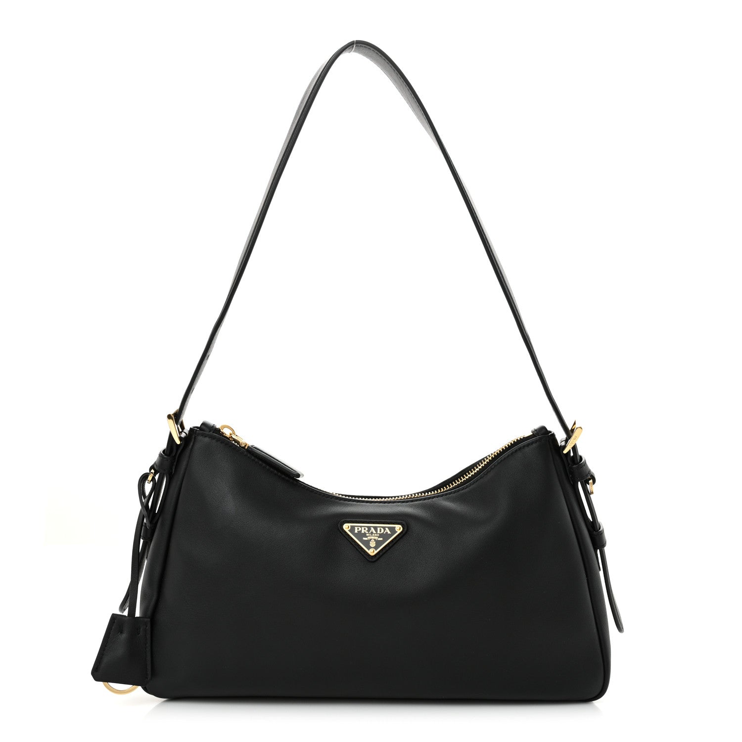 Prada Soft Calfskin Medium Aimee Shoulder Bag Black 1 of 10