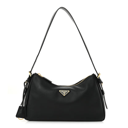 Prada Soft Calfskin Medium Aimee Shoulder Bag Black 1 of 10