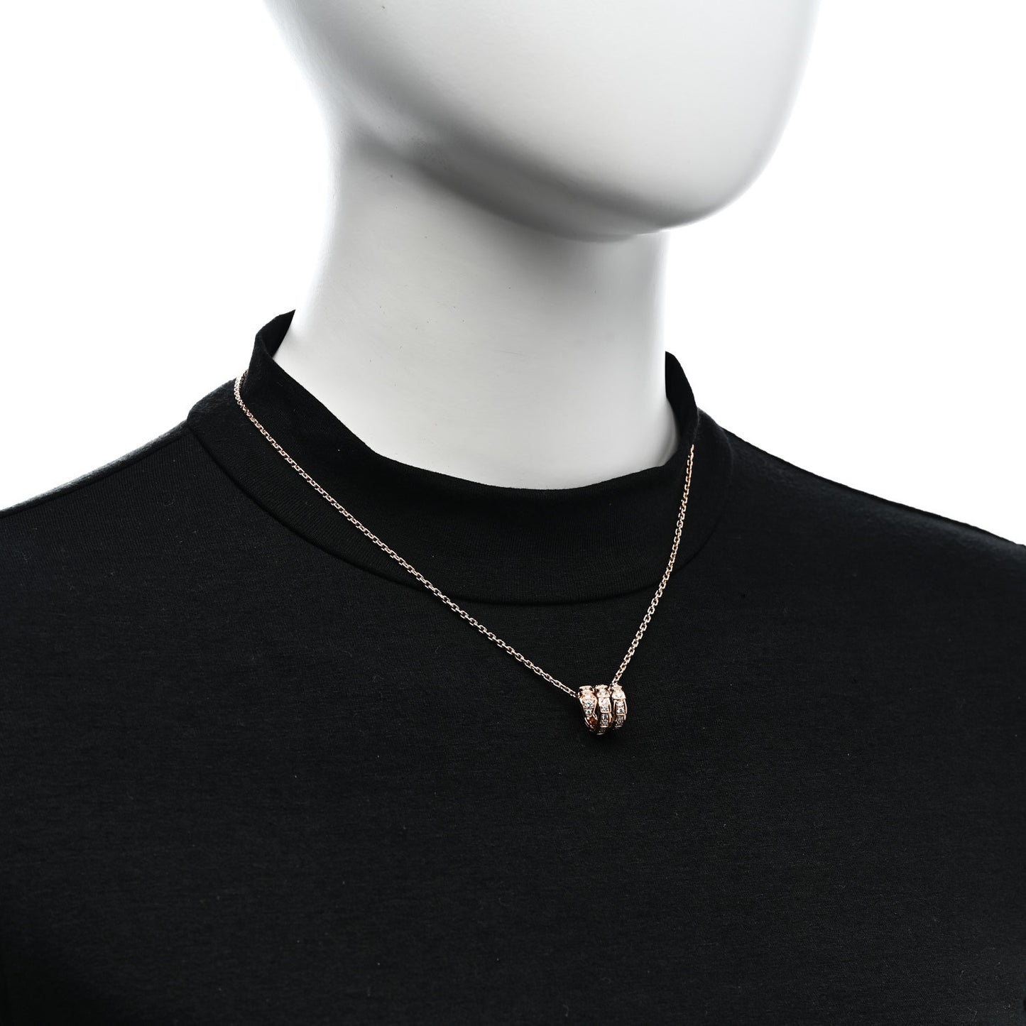 18K Rose Gold Diamond Serpenti Viper Pave Pendant Necklace