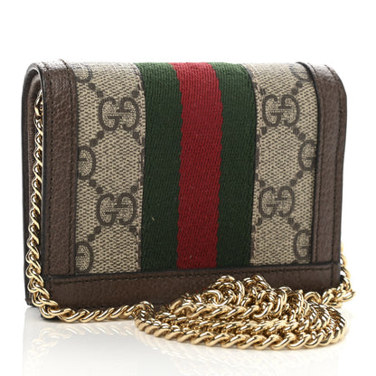 Gucci GG Supreme Monogram Web Ophidia Chain Card Case Wallet Beige New Acero 3 of 11