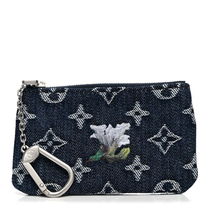 Louis Vuitton Monogram Denim Flowers Key Pouch Blue 1 of 7