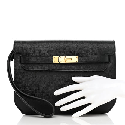 Hermes Epsom Kelly Depeches 25 Pouch Black 2 of 7