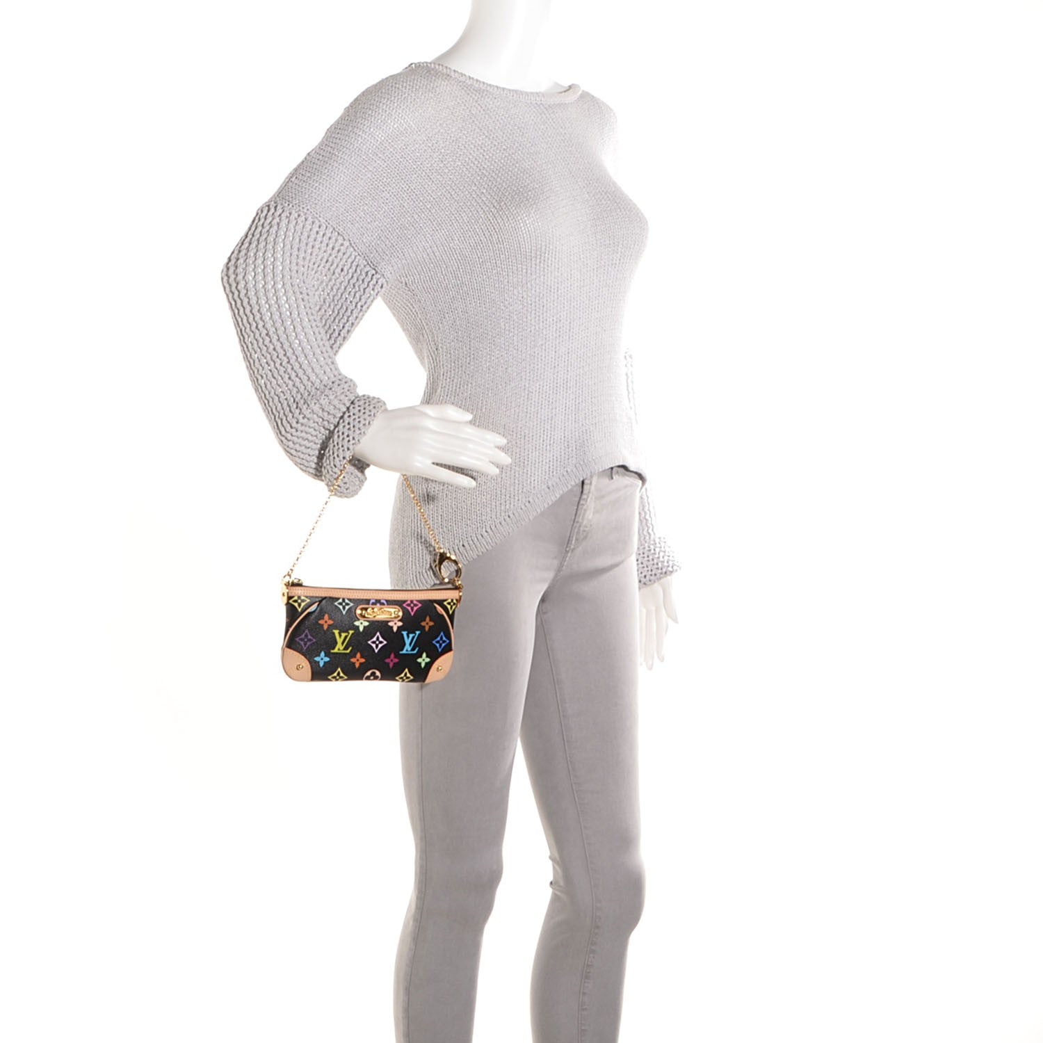 Louis Vuitton Monogram Multicolor Pochette Milla MM Black 2 of 8