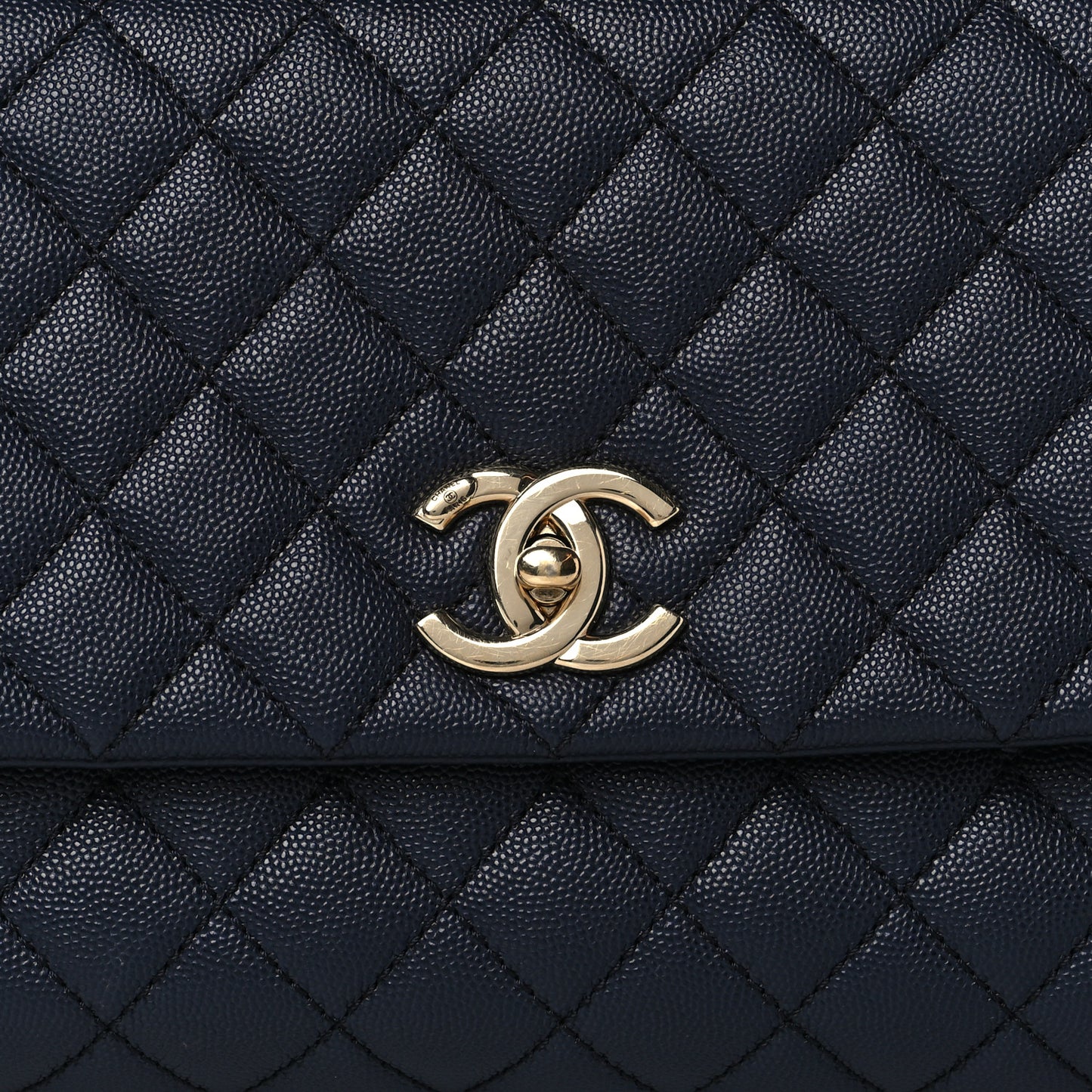 Caviar Quilted Small Coco Handle Flap Navy