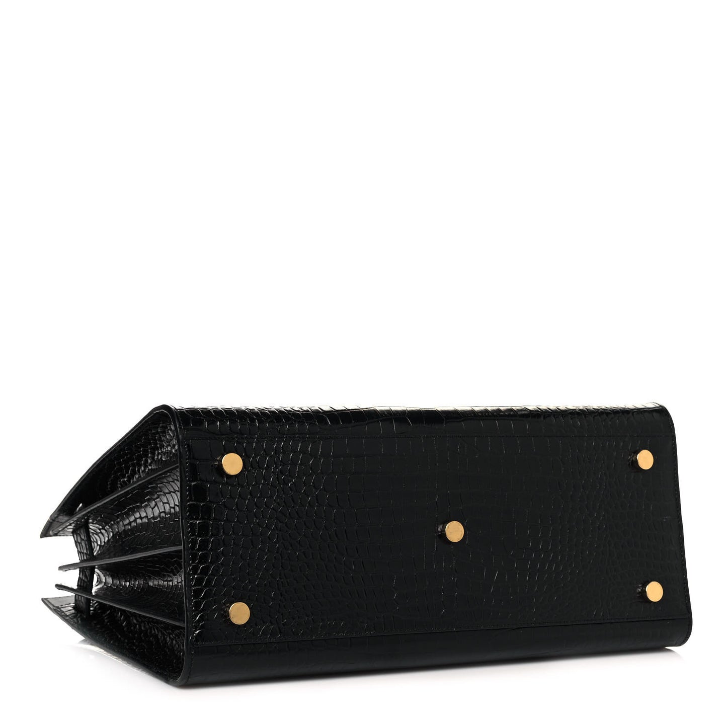 Patent Crocodile Embossed Small Sac de Jour Black