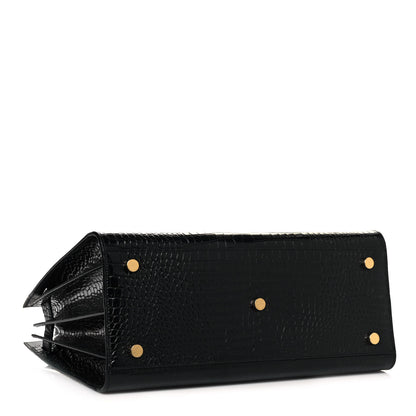 Saint Laurent Patent Crocodile Embossed Small Sac de Jour Black 4 of 12