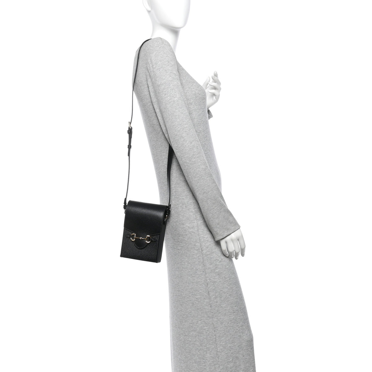 Gucci Dollar Calfskin Vertical Horsebit 1955 Crossbody Bag Black 2 of 10