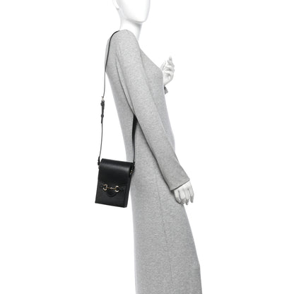 Gucci Dollar Calfskin Vertical Horsebit 1955 Crossbody Bag Black 2 of 10
