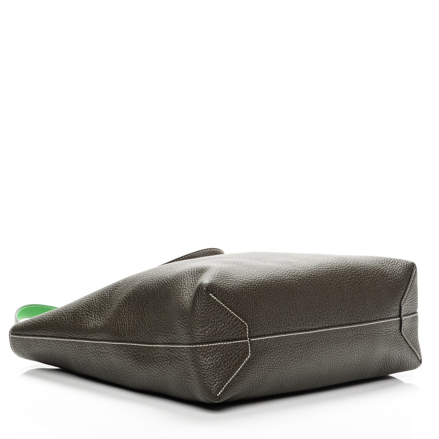 Hermes Taurillon Clemence Double Sens 36 Reversible Tote Vert De Gris Bamboo 4 of 8