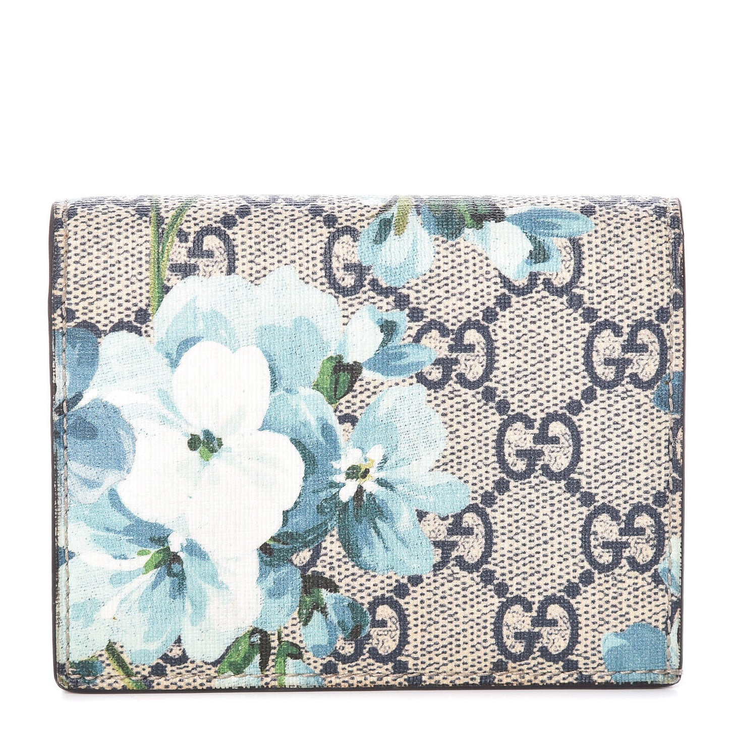 GG Supreme Monogram Blooms Card Case Beige Blue Navy Hibiscus Red