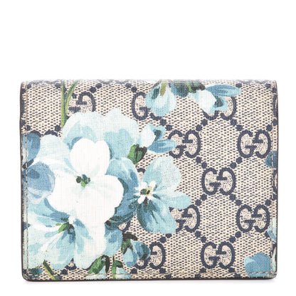 Gucci GG Supreme Monogram Blooms Card Case Beige Blue Navy Hibiscus Red 1 of 10