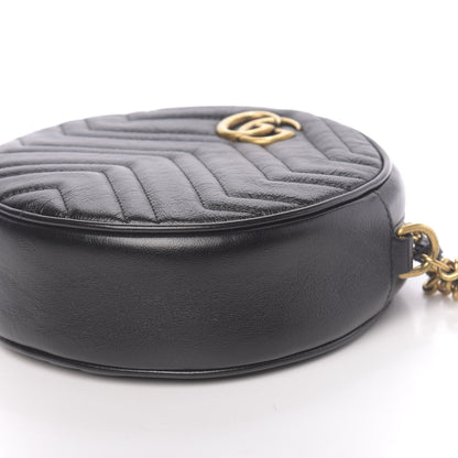 Gucci Azalea Calfskin Matelasse Heart Mini GG Marmont Round Shoulder Bag Black 9 of 10