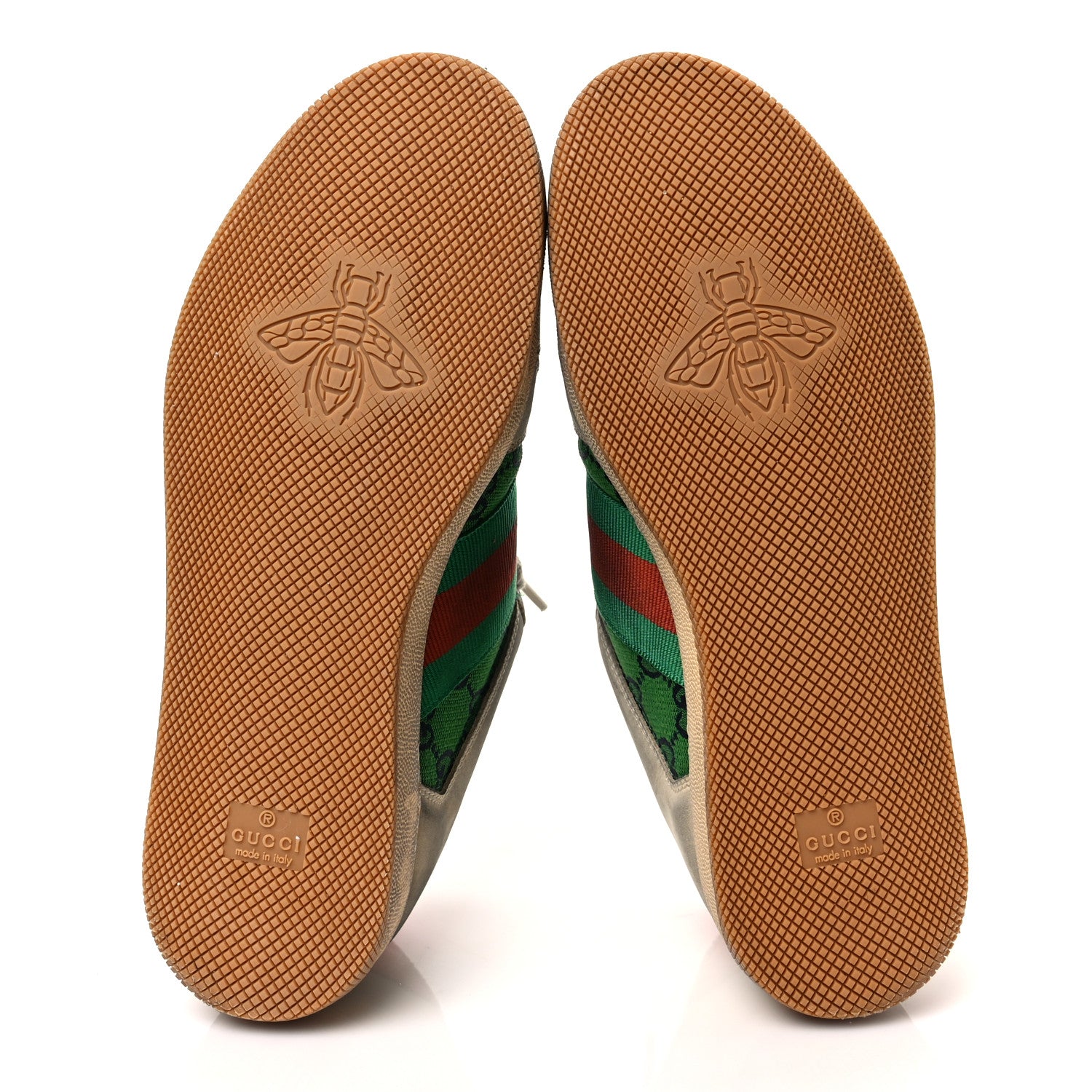 Gucci Nubuck Monogram Web Mens Screener Sneakers 7.5 New Sand Vintage Green Dusty Orange 6 of 9