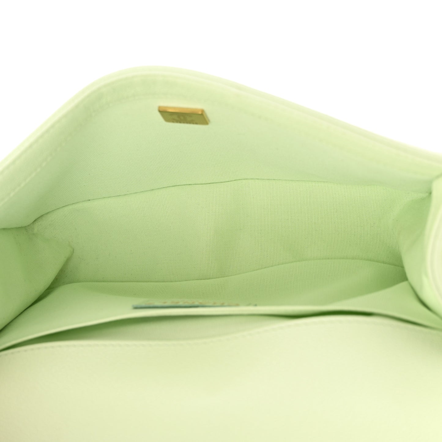 Caviar Chevron Quilted Medium Boy Flap Light Green