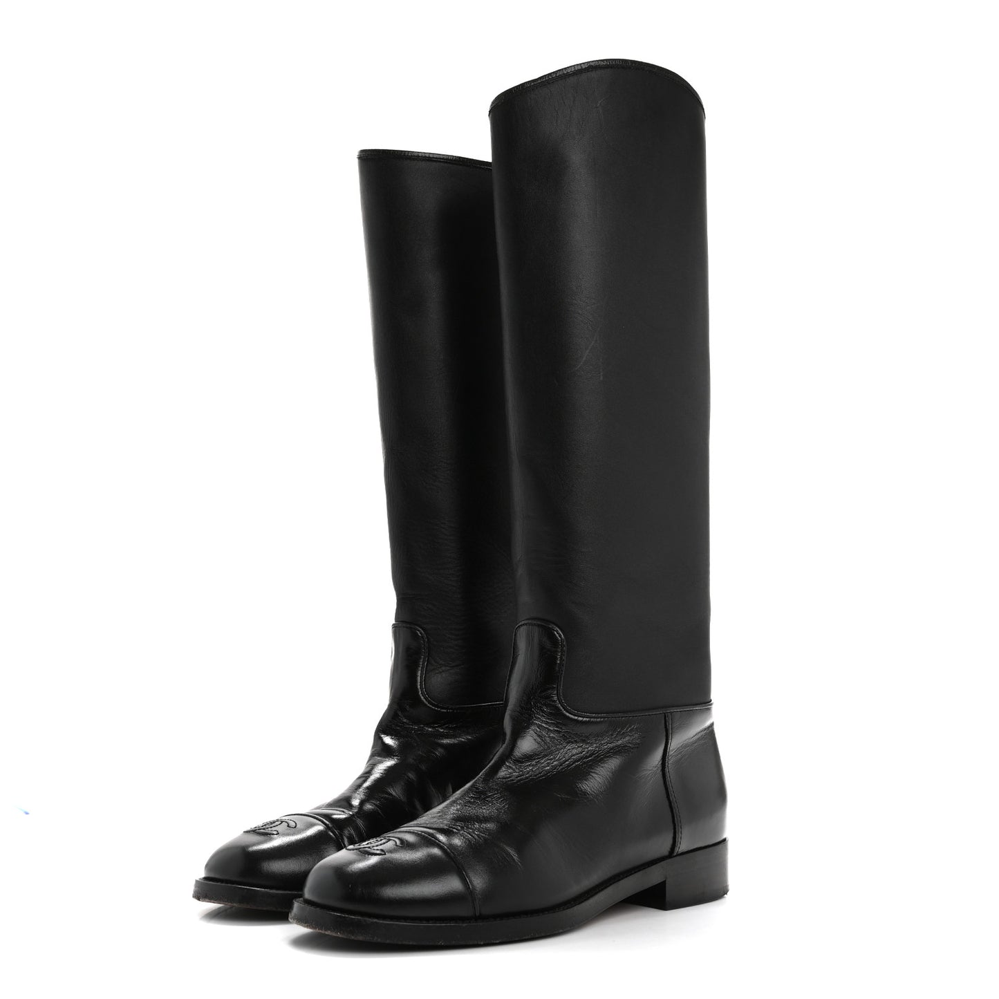Calfskin Cap Toe CC Riding Boots 38.5 Black