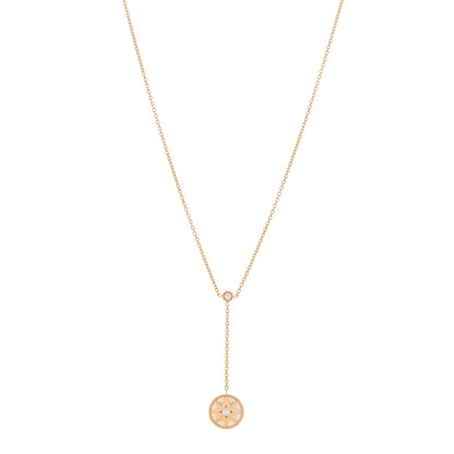 Christian Dior 18K Yellow Gold Diamond Mother of Pearl Rose Des Vents Y Necklace 1 of 6
