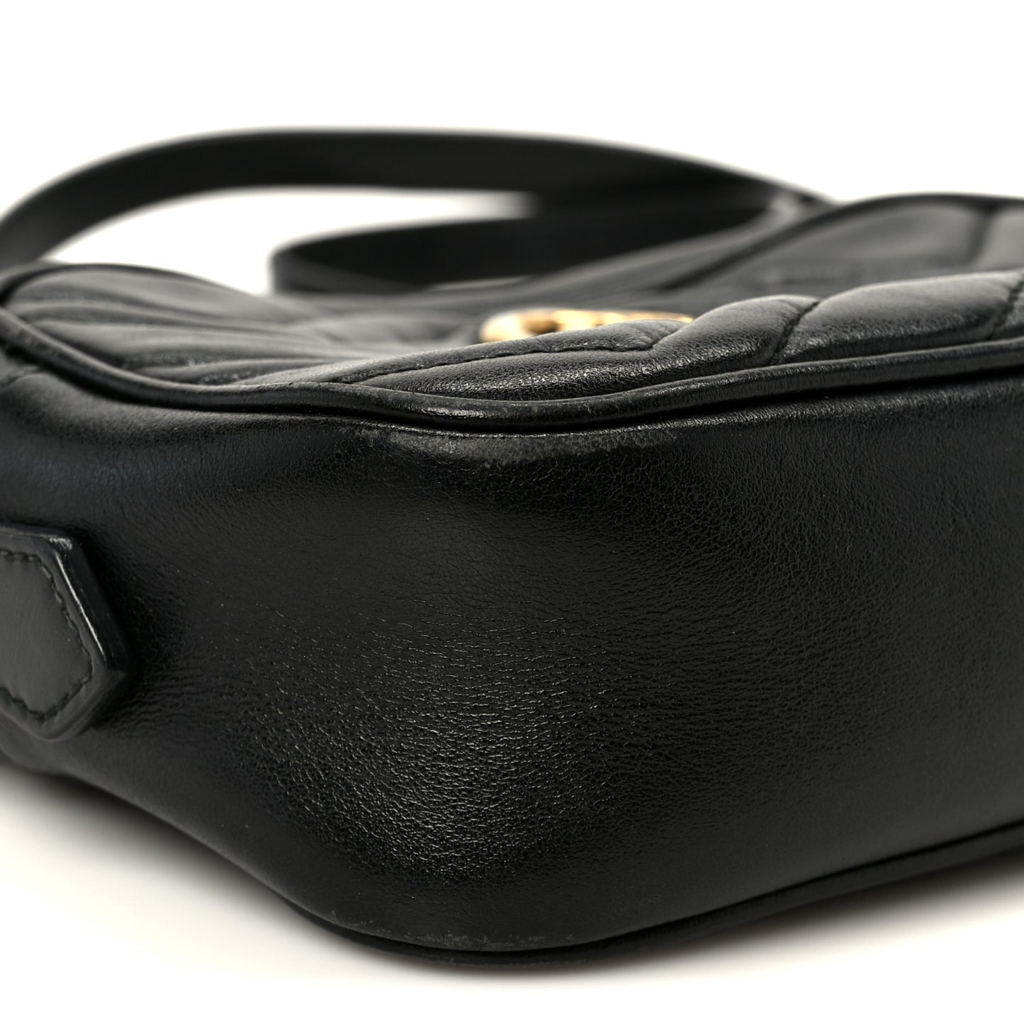 Calfskin Matelasse Mini GG Marmont Chain Shoulder Bag Black