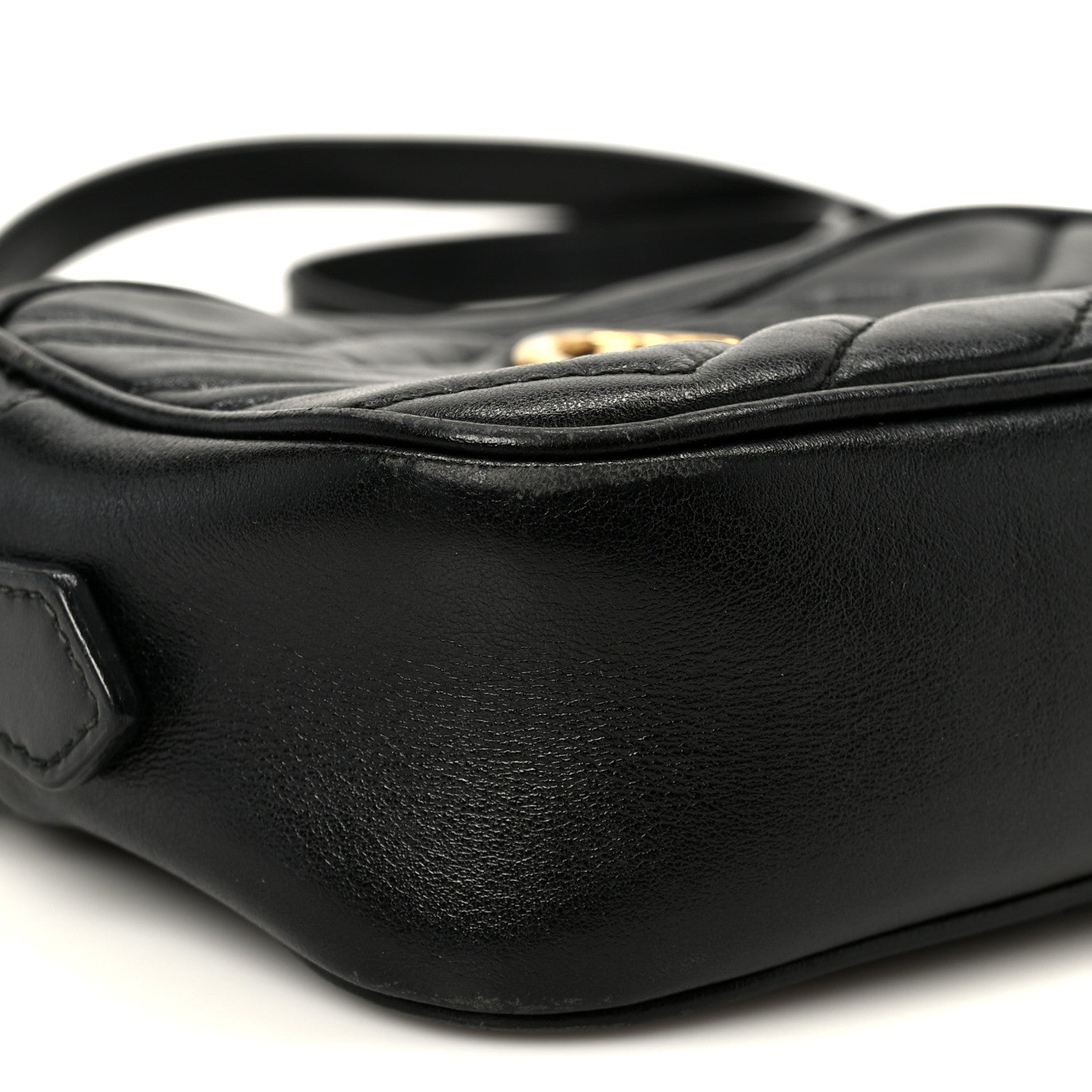 Gucci Calfskin Matelasse Mini GG Marmont Chain Shoulder Bag Black 9 of 10