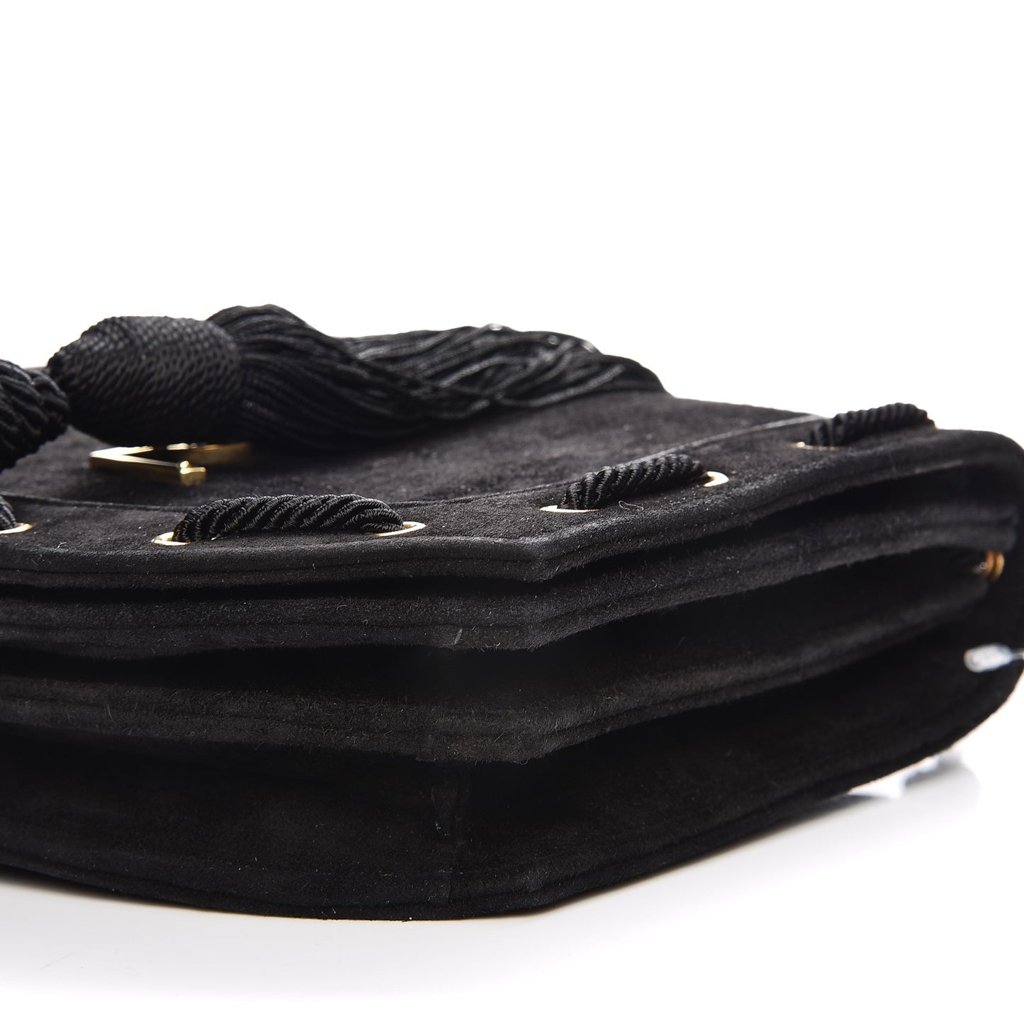 Suede Medium Monogram Fetish Satchel Black