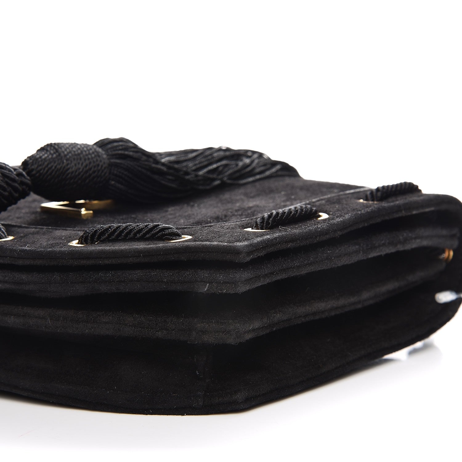Saint Laurent Suede Medium Monogram Fetish Satchel Black 9 of 9