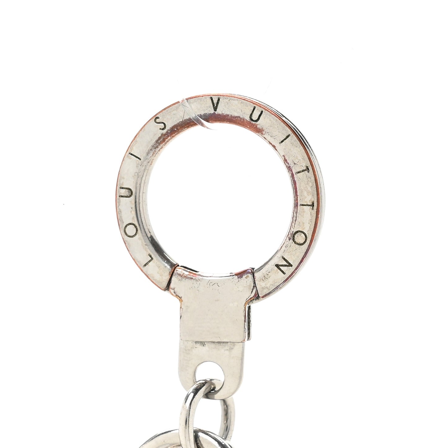 Metal Palladiium Finish Lacquer LV Initiales Bag Charm Key Holder