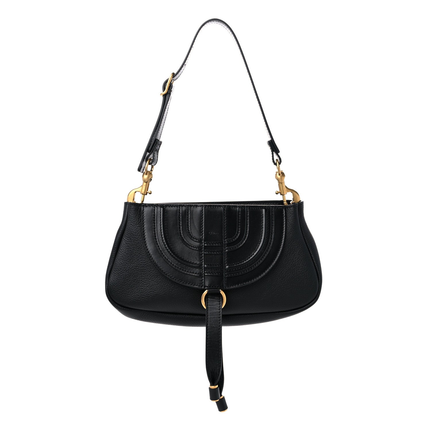 Chloe Shiny Grained Calfskin Marcie Clutch Black 1 of 9