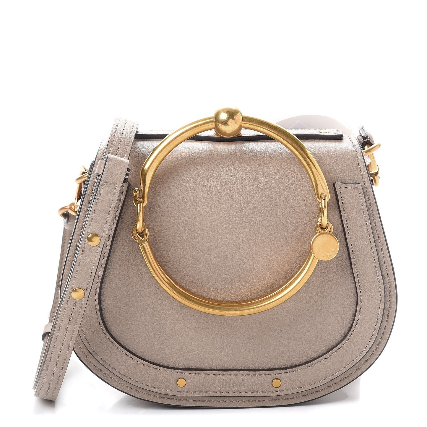 Calfskin Suede Small Nile Bracelet Bag Motty Grey