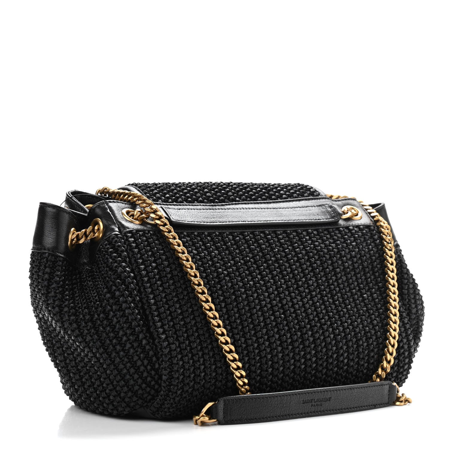 Saint Laurent Raffia Calfskin Small Nolita Shoulder Bag Black 3 of 10