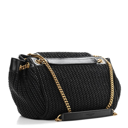 Saint Laurent Raffia Calfskin Small Nolita Shoulder Bag Black 3 of 10