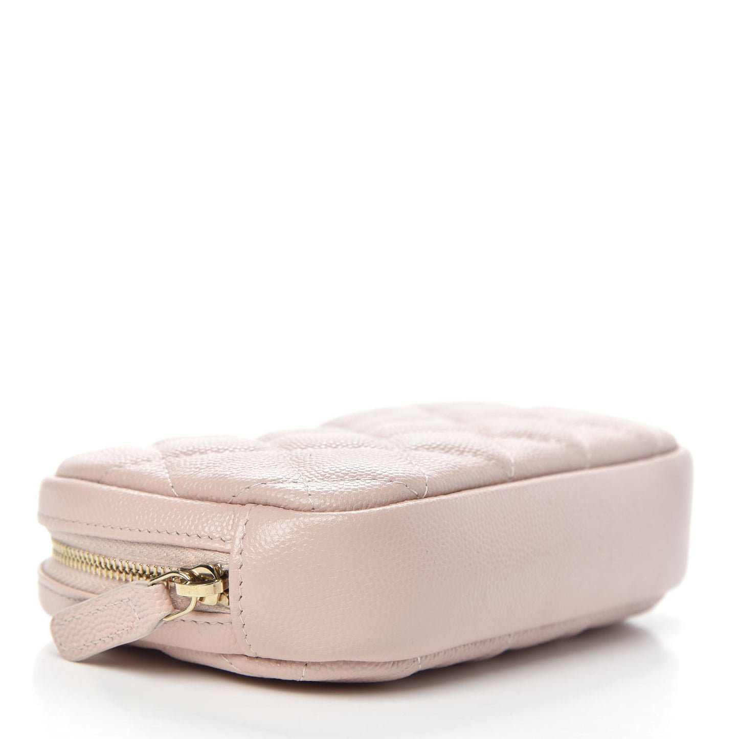 Caviar Quilted Small Curvy Pouch Cosmetic Case Light Pink