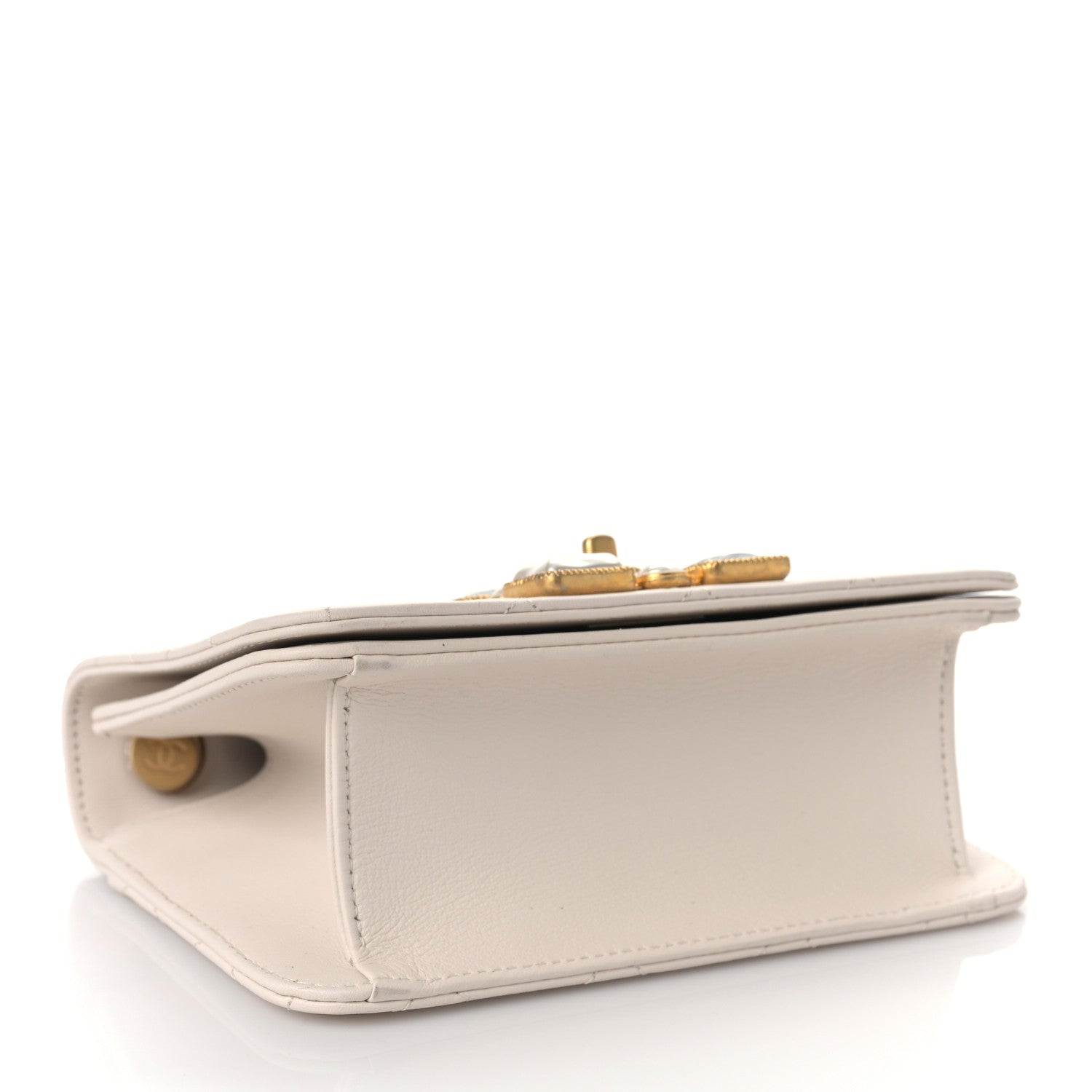 Chanel Calfskin Quilted Crystal Pearl Small Flap Bag White 4 of 9